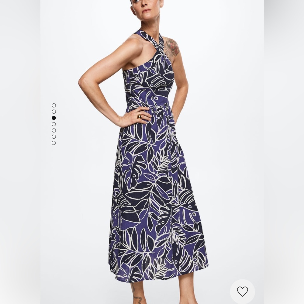 Mango Purple/navy Black floral tropical dress